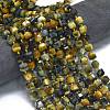 Dyed Natural Yellow & Blue Tiger Eye Beads Strands G-K389-A26-01-2