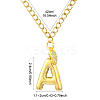 304 Stainless Steel Clear Cubic Zirconia Heart & Letter Pendant Curb Chain Necklaces for Women NJEW-FS00012-27I-2