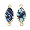 Brass Pave Natural Paua Shell Connector Charms KK-M299-01C-G-1