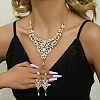 Zinc Alloy Rhinestone Dangle Earrings & Bib Necklaces Sets for Women FS-WGB2FE8-01-2