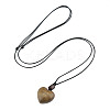 Wood Heart Pendant Adjustable Black Waxed Cord Necklaces for Women FS-WG059F7-01-4