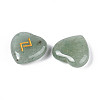 25Pcs Natural Green Aventurine Heart Rune Stones with Elder Futhark Alphabet Engraved G-T144-02E-2