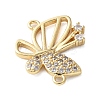 Brass Micro Pave Clear Cubic Zirconia Hollow Butterfly Connector Charms KK-A252-03G-2