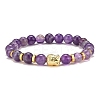 Natural Amethyst & Alloy Buddha Head Beaded Strech Bracelets BJEW-JB09420-01-1