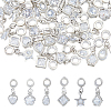 48Pcs 6 Styles Alloy Pave Clear Cubic Zirconia European Dangle Charms PALLOY-FI00002-1