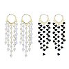 2 Pairs 2 Colors Dyed Natural Quartz Crystal Chips Tassel Earrings EJEW-FI0001-85-1