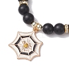 Frosted Natural Dyed & Heated Black Agate(Dyed & Heated) Beaded Stretch Bracelets BJEW-JB10565-3