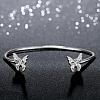 Beautiful Silver Plated Brass Butterfly Cuff Bangles Torque Bangles BJEW-BB00768-3