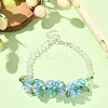 Flower Glass Beaded Link Bracelet with Alloy Clasps for Women BJEW-TA00310-01-4