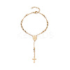 Rosary Bead Bracelets with Cross LS-BJEW-E282-02G-1