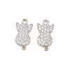 Brass Micro Pave Clear Cubic Zirconia Connector Charms KK-B167-11P-1