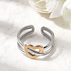 Adjustable 304 Stainless Steel Cuff Rings for Women RJEW-B150-01GP-05-2