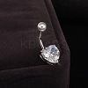 Platinum Plated Body Jewelry Heart Cubic Zirconia Brass Navel Ring Navel Ring Belly Rings AJEW-EE0001-01B-4