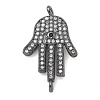 Rack Plating Brass Micro Pave Clear Cubic Zirconia Palm Connector Charms KK-A234-049B-1