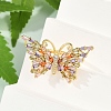 Butterfly Brass Micro Pave Colorful Cubic Zirconia Finger Rings for Women RJEW-G343-30G-01-3