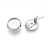 304 Stainless Steel Brooch Cabochon Settings STAS-E547-08A-P-1