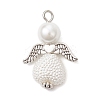Glass Pearl Round Beads & ABS Plastic Imitation Pearl Beads Pendants PALLOY-JF04094-02-1