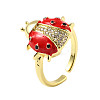 Brass Micro Pave Clear Cubic Zirconia Open Cuff Rings RJEW-R024-01G-3