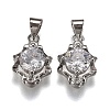 Brass Micro Pave Clear Cubic Zirconia Pendants ZIRC-Z013-09P-1