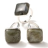Natural Labradorite Adjustable Rings RJEW-H240-01S-13-1