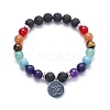 Alloy OM Symbol Charm Chakra Round Gemstone Beaded Stretch Bracelets ID6522-3-1