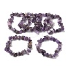 Natural Amethyst Chip Beads Stretch Bracelet for Women BJEW-AL00003-02-1