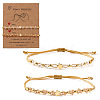 2Pcs Brass & Glass Beads Braided Bead Bracelets for Women IU7406-2-2