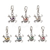 Alloy Skull & Round Synthetic Turquoise Pendant Decorations HJEW-JM04121-2