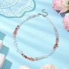 Natural Carnelian & Rose Quartz & Quartz Crystal Chip Beaded Necklaces NJEW-JN05099-03-2