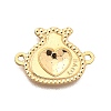Brass Love Heart Money Bag Connector Charms KK-B152-15G-1