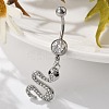 Alloy Rhinestone Snake Curved Barbell Belly Rings AJEW-R007-03P-01-2