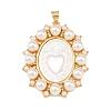 Natural White Shell Oval Pendants KK-F919-47G-1