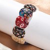 Handmade Millefiori Lampwork Beaded Stretch Bracelets for Men Women BJEW-G738-01B-15-2