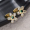 Flower Brass Micro Pave Cubic Zirconia Stud Earrings EJEW-Z087-01G-2