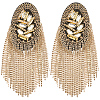2Pcs Felt & Iron & Rhinestone Tassel Epaulette AJEW-CN0007-74A-G-7