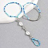Bohemian Style Alloy Starfish & Plastic Shell Shape & Glass Seed Beaded Stretch Double Layer Toe Ring Anklets for Women FS-WG2BCD2-01-2