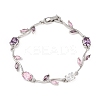 Brass Micro Pave Cubic Zirconia Link Bracelets for Women BJEW-H209-03P-4