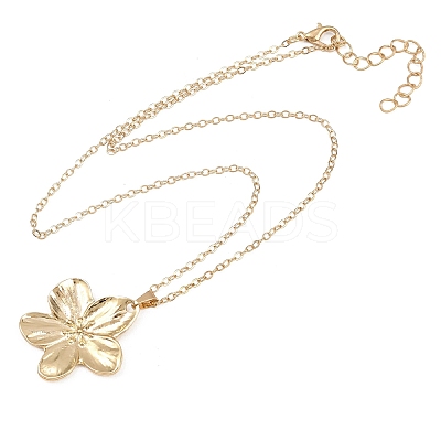 Alloy Flower Pendant with Iron Chain Necklaces for Women NJEW-A066-01G-1