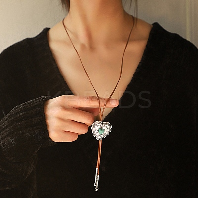 Alloy Pendant Necklaces with  Synthetic Turquoise NJEW-A022-02B-1