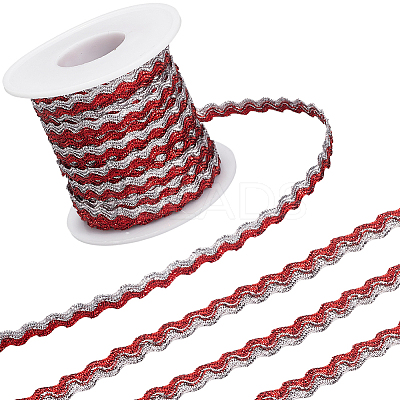 17M Sparkle Polyester Metallic Wavy Fringe Trim Ribbon OCOR-GF0004-47E-1