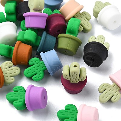 21Pcs 21 Colors Silicone Focal Beads SIL-CJ0002-03-1