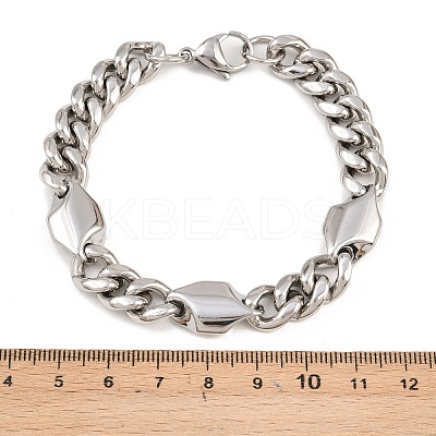 304 Stainless Steel Cuban Link Chain Bracelets BJEW-G766-02P-1
