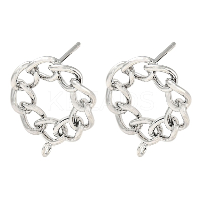 Brass Hollow Donut Stud Earring Findings KK-K351-21P-1