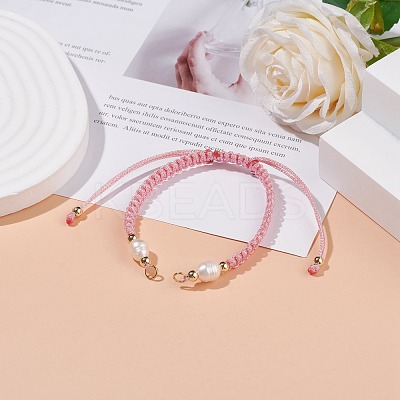Half Finished Polyester Braided Pearl Bracelet AJEW-JB01128-04-1