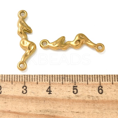Ion Plating(IP) 304 Stainless Steel Textured Irregular Stick Connector Charms STAS-Q334-63G-1