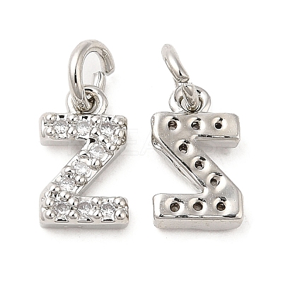 Brass Micro Pave Grade AAA Cubic Zirconia Charms ZIRC-P067-11P-Z-NR-1