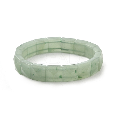 Square Natural Green Aventurine Beads Stretch Bracelets for Women Men BJEW-C097-06O-1