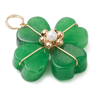 Dyed Natural Malaysia Jade Clover Pendants PALLOY-JF03180-05-1