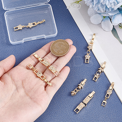 8Pcs 4 Styles Brass Micro Pave Clear Cubic Zirconia Fold Over Clasps KK-UN0005-23-1