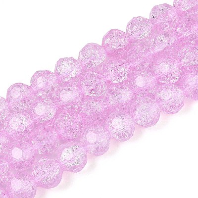 Transparent Crackle Glass Beads Strands GLAA-N053-8mm-08-1